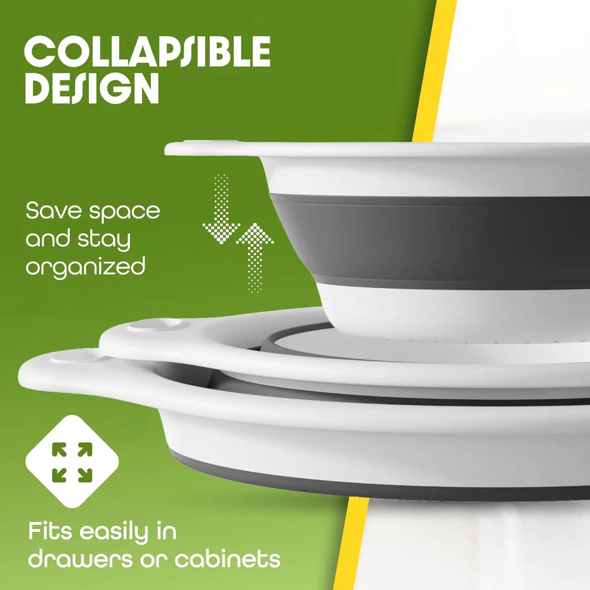 3-Piece Collapsible Colander Set with Self-Draining Base – Folk & Field